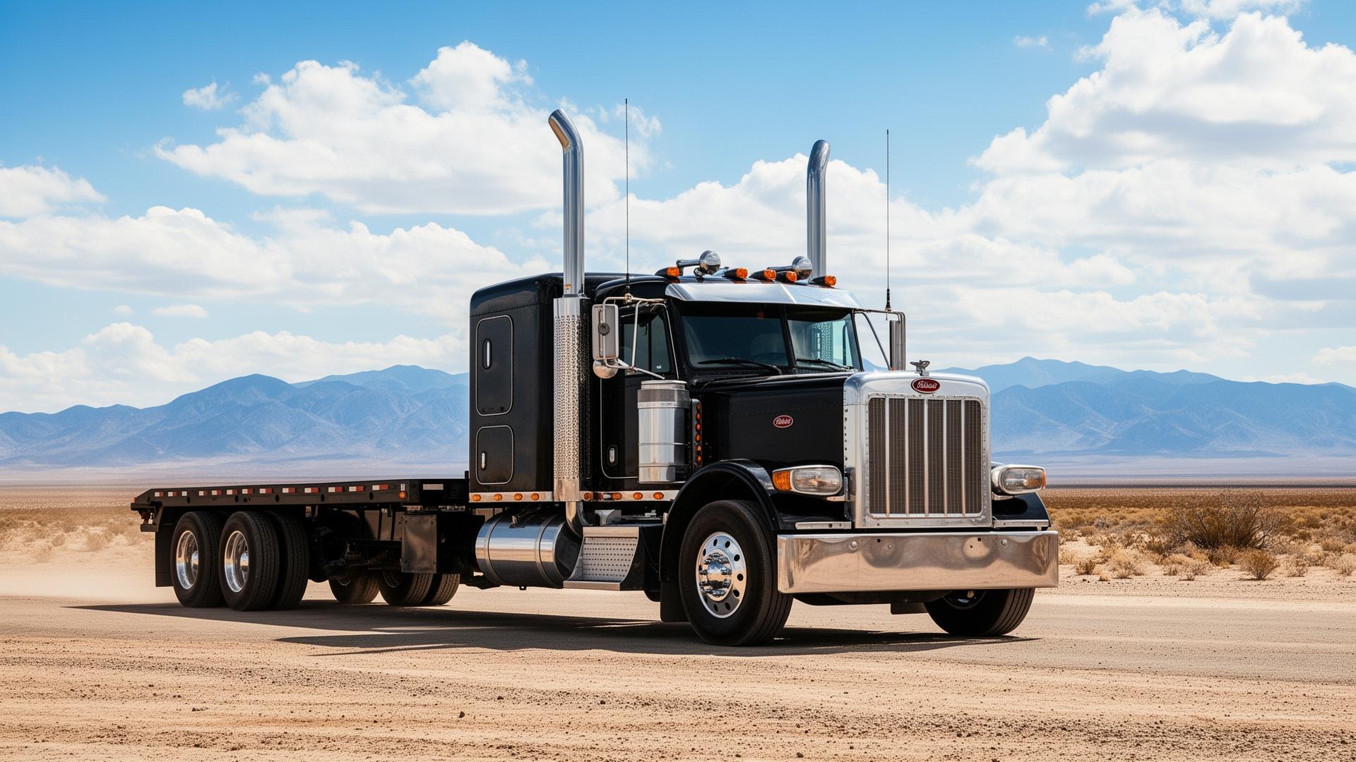 Flatbed truck on Canadian highway